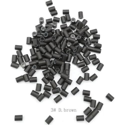 Freeshipping - 1000pcs 4.5mm With Silicone Copper Tube Rings Links Beads / Black D-Brown Brown L-Brown D-Blonde Blonde