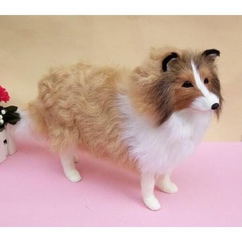 Large 35x25cm standing Shepherd dog hard model polyethylene&furs handicraft ornament home decoration toy gift b0367