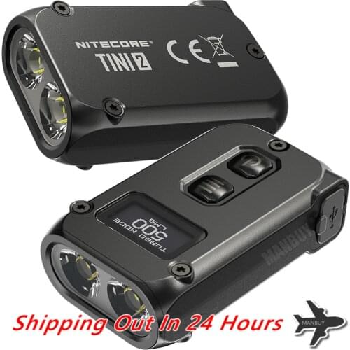 Nitecore TINI2 Dual-Core 500 Lumens Built-In Battery Pack USB-C Rechargeable 2LEDs Keychain Flashlight Outdoor Camping Daily EDC