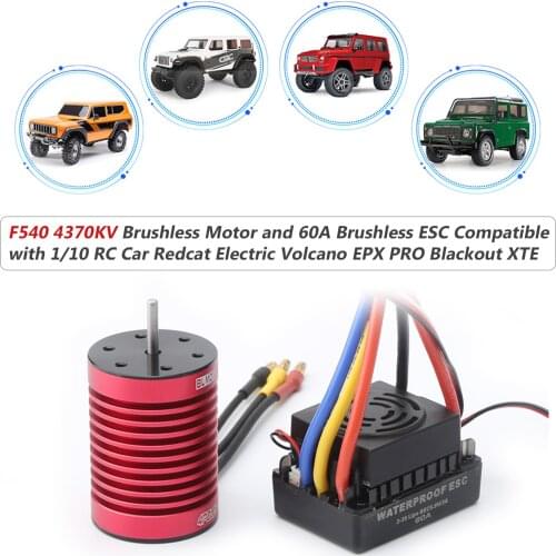F540 Brushless Motor 4370KV RC Crawler Motor 4 Poles and 60A Brushless ESC Electric Speed Controller T Plug for 1/10 RC Car