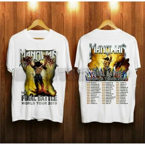 Manowar The Final Battle World Tour T-Shirt Black-White Size S-2XL Short Sleeve Basic Tops top tee