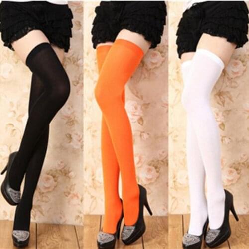 1Pair Japanese knee socks Women Sexy Over The Knee Socks Thigh High Stockings Acrylic Solid Color Thin Long Socks New For Girls