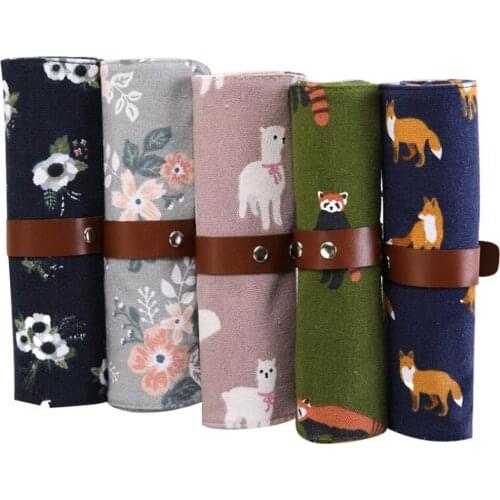 8 Slot Canvas-Adult Pencil Wrap Roll Case Holder Portable Coloring Pencil Holder Organizer Storage For Office School Supplies