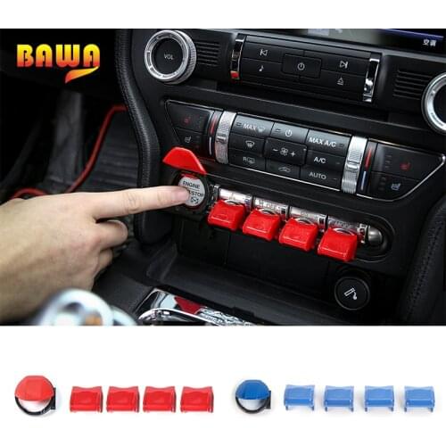 BAWA Car Navigation GPS Button Knob And Engine Start Stop Key Switch Decoration Cover Stickers For Ford Mustang 2015 Up