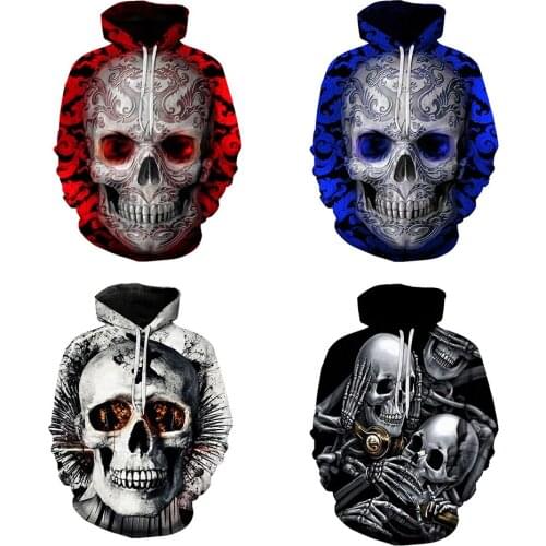 Colorful Skull Head Hoodies Halloween Cosplay Costume Sweatshirt Streetwear Top Beauty 3D Printed Hoodies Men women Sweatshirt