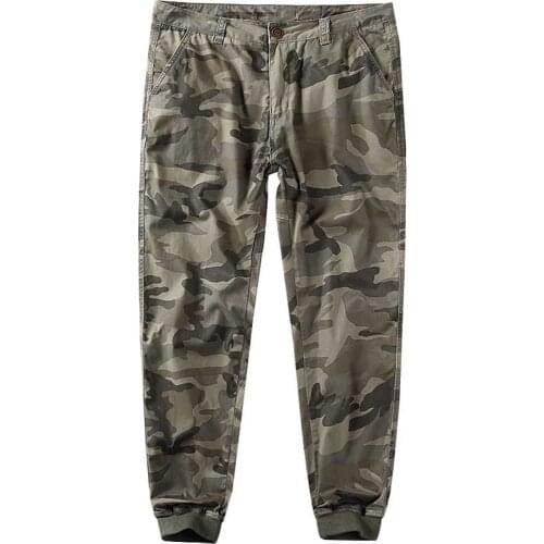 Trendy Camouflage Cargo Pants Men Casual Trousers Cotton Joggers Pants Density Cotton Skinny Fits Street Harem Military Style