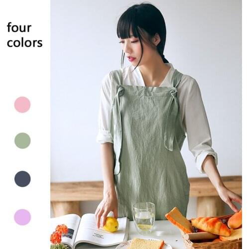 Fashionable Cotton Apron dirt resistant Kitchen flower art oil painting coffee work clothes apron dress thin aprons for woman