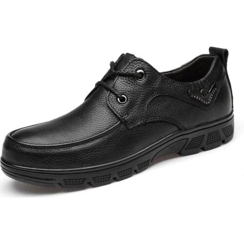 Genuine Leather Mens Casual Shoes Luxury Brand Mens Oxfords Plus Size 38-48 Flats Breathable Slip on Black Formal Dress
