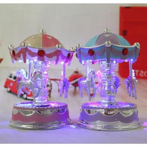 Flash carousel music box fashion home plastic ornaments exquisite music box boutique gift supply
