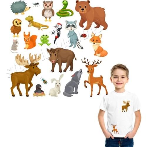 Deer Patches Cartoon Bear Animals Parches Set A-Level DIY Custom Stickers Iron On Heat Transfer Applique On Clothes