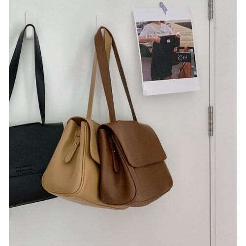 2021 new trendy large-capacity womens bag rich dark brown autumn and winter flip bag shoulder messenger bag