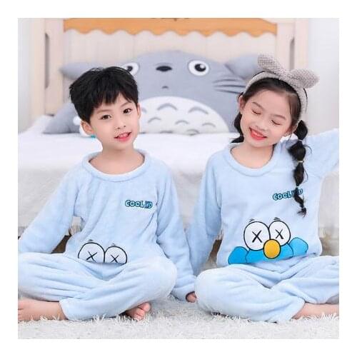 2021 New Winter Children Fleece Pajamas Warm Flannel Sleepwear Girls Loungewear Coral Kids Pijamas Homewear Boys Pyjama