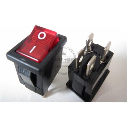 Original new 100% import rocker switch with red light 6A250V 2gear 4pin rocker power switch