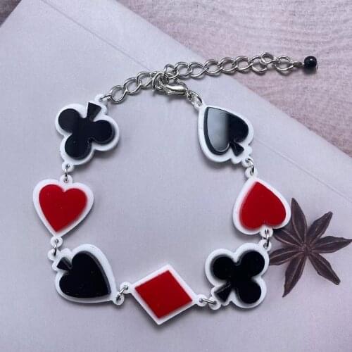 Punk Clown Poker Card Acrylic Bracelet Printed Lucky Chain Bracelets for Women Fashion Jewelry Aesthetic Friend Gifts 2021 New