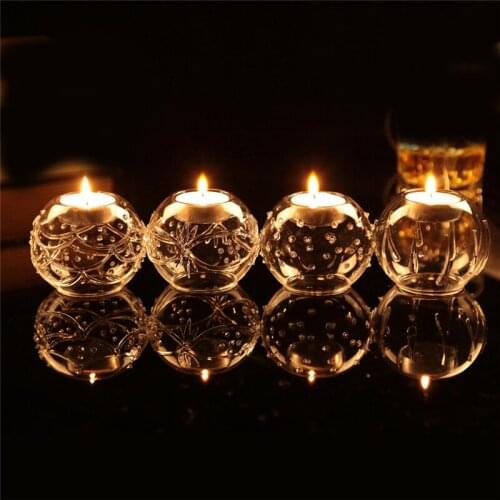 Handmade Clear Glass Round Ball Tealight Candle Holder Candlestick Wedding Center Cosplay Prop Decoration for Women Men
