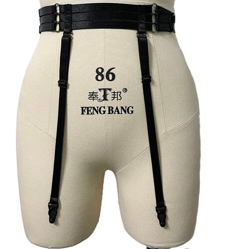 Goth High Waist Garter Bondage Stockings Leg Harness Body Cage Punk Adjustable Fetish Wear Elastic Body Harness Garters Belt