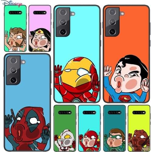 Soft Black Cover Marvel Cartoon Heros For Samsung Galaxy S21 S20 FE Ultra S10 S10e Lite S9 S8 S7 Edge Plus Phone Case