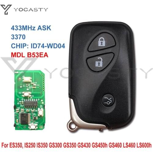 YCOASTY 3 Buttons ID74 PCB 3370 Smart Remote Key For Lexus ES350 IS250 IS350 GS350 GS430 GS450H GS460 LS460 LS460 LS600H 433MHz