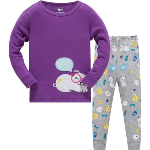 Baby Girl Spring Autumn Clothing Pyjamas Owl Flowers Print Cute Infantil Kids Sleepwear Clothes Set Cotton Children Girl Pijamas