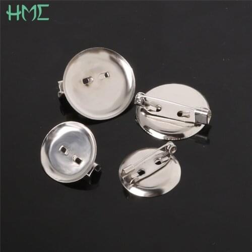 20/25mm Brooch Clasps Pin Disk Base Pad Bezel Blank Cabochon Trays Backs Brooch Setting For Badge Corsage Jewelry Craft Making