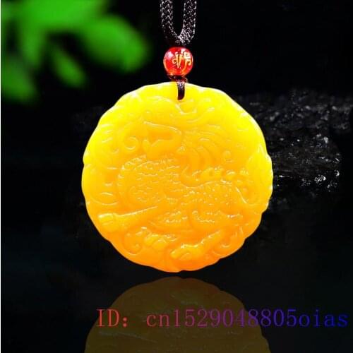 Yellow Jade Kirin Pendant Dragon Men Natural Necklace Amulet Chinese Gifts Jadeite Women Jewelry Carved Fashion Charm
