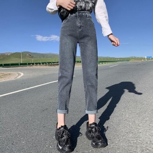 Harlan jeans female spring and autumn 2020 new tide feet Harlan pants loose wild was thin and high waist father pants