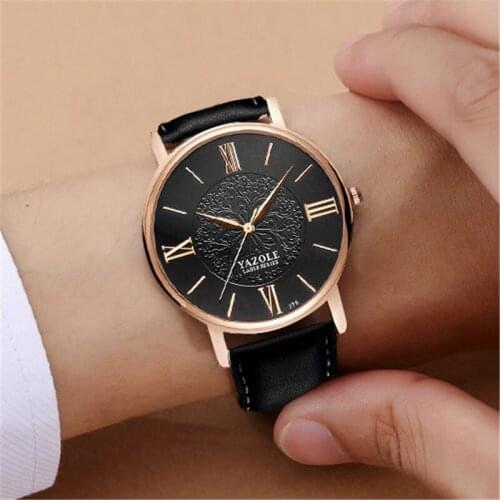 YAZOLE Brand Rose Gold Case Watch For Men Womens Wristwatch Casual Quartz Leather Watches Clock Relogio Masculino Feminino Gift
