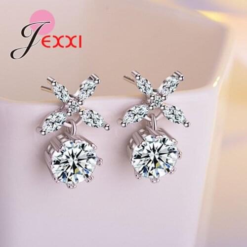Clear Zircons Elegent Evening Dinner Part Wedding Jewelry Luxury CZ Crystal Big Stud Earrings For For Women Decoration