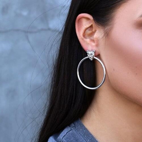 Abayabay Cheetah Earring Women Cute Hoop Drop Stud Earrings Girls Yellow Gold Color Lovers Trendy Jewelry Kolczyki Pendientes