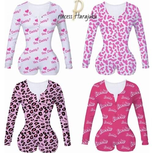 Plus Size New Women Summer Multicolor Fashion Pajama Sets One-piece Suit Pyjamas Kawaii Print Jump Suit Sleepwear Set Homewear