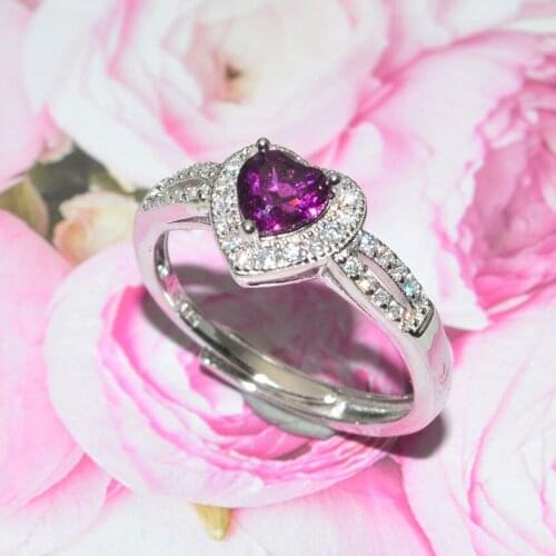 New Arrival Natural Wine Red Garnet Heart Cutting S925 Strerling Silver Rings High Quality Fine Women Jewelry 10pcs/lot