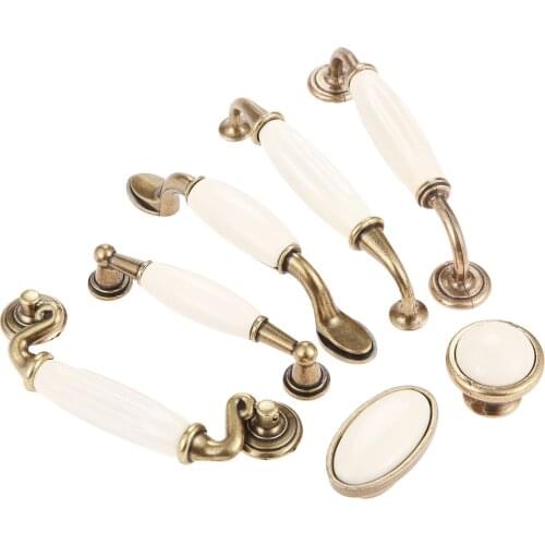 1 Pc Ceramic Door Handles Antique Furniture Handles Drawer Pulls Kitchen Cabinet Knobs and Handles Cupboard Wardrobe Pull Handle