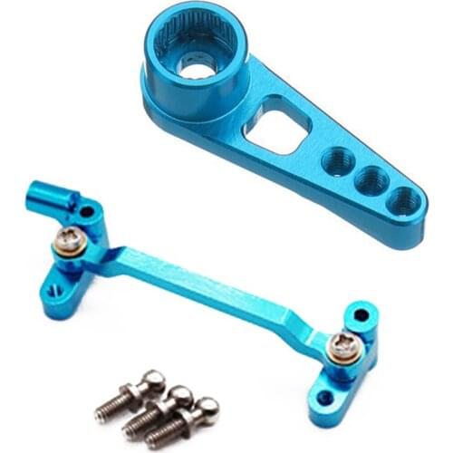 1Pcs Metal Upgrad Steering Cylinder Mounting Block A969,Blue & 1Pcs 25T Servo Arm Horn For Wltoys A949 RC Car Parts,Blue