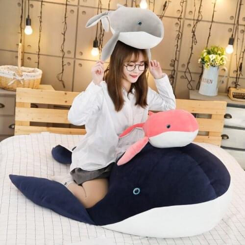 1pc 50-90CM Cute Dolphin Whale Plush Toys Big Size Stuffed Animal Fish Pillow Cushion for Children Kids Nap Pillow kawaii Gifts