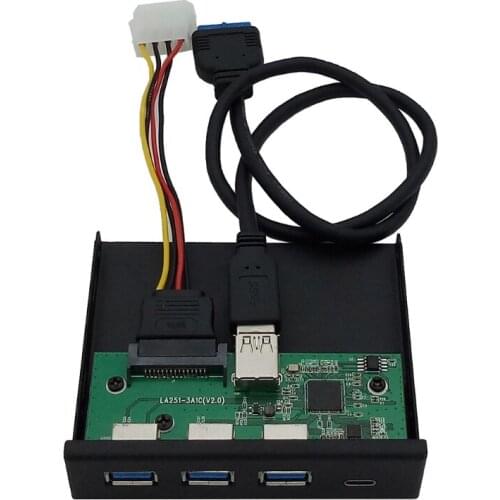 3.5Inch Floppy Drive Front Panel USB Hub 2 Ports USB 3.0 2x USB 3.1 Type C With 20 Pin Connector for Desktop PC
