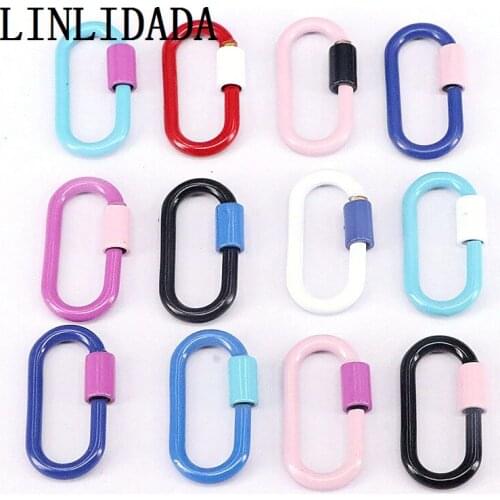 10Pcs New colorful enamel oval shape screw clasp charm,fashion carabiner clasp,fashion necklace/bracelet jewelry component
