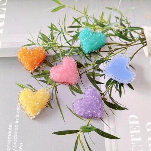 10pcs DIY fresh summer sweetheart rhinestone peach heart patch childrens hair accessories hairpin material accessories
