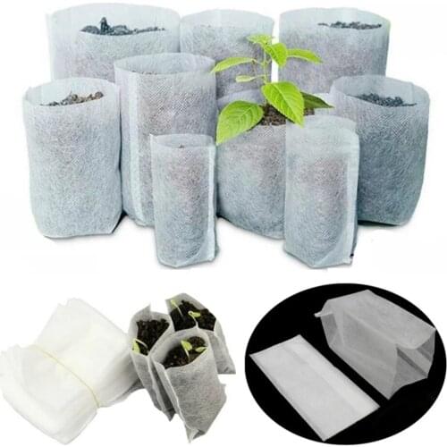 100Pcs Nursery Bags Plant Seeds Pot Biodegradable Seedling Bag Growing Bags Plants Flower Pots For Garden Home Free Shipping