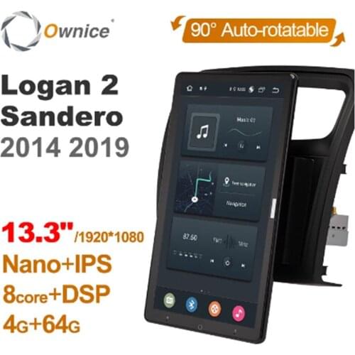 1920*1080 Ownice Android 10.0 Car Radio For Renault Logan 2 Sandero 2014 2019 Multimedia Video Audio 13.3" IPS Rotatable