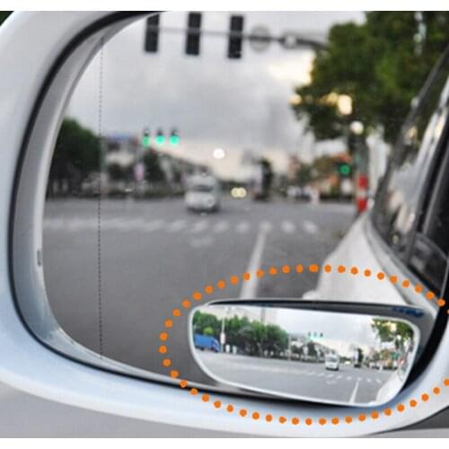 2 Pcs Universal HD Glass Convex Lens Frameless 360 Degree Adjustable Rearview Mirror Reversing Wide Angle Auxiliary Blind Spot