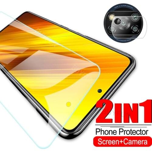 2 IN 1 Front+Camera Film For Xiaomi Poco X3 NFC M3 X2 Phone Protector PocoX3 Safety Glass Tempered Glasses Xiomi Poco X3NFC 9H