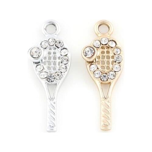 20PCS/lot 29x11mm (Gold,Silver Color) Tennis Racket Pendant Charms Fit For Magnetic Floating Locket