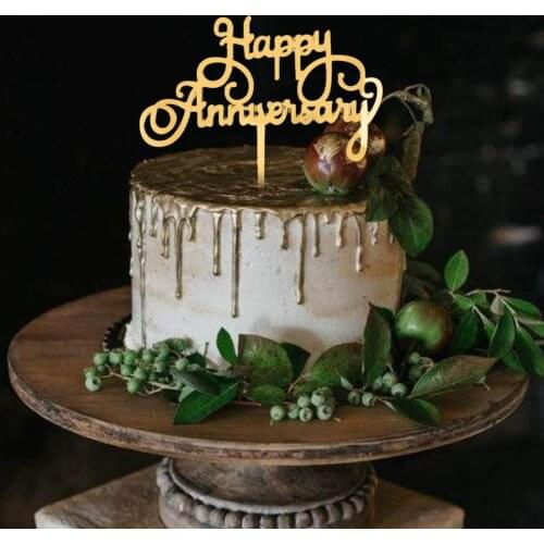 3pcs Acrylic Happy Anniversary Cake Topper Bling Sparkle Decor Sign Happy Anniversary Cake Topper Party Cupcake Dessert Decor