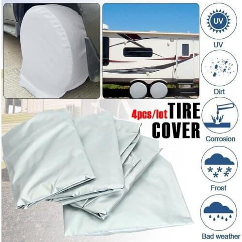 4pcs of set Auto Car Tire Wheel Covers Aluminum Film Tire Sun Protectors Fits 27" to 29" Tire For Jeep Truck SUV Trailer RV