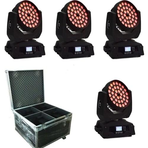 4pcs/lot Flightcase packing 36x15W 5 in1 Zoom Led Moving Head Light RGBWA DMX512 Led Moving Head Wash Beam Effect Light