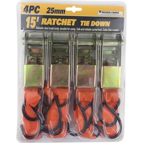 4 Pcs 25mm 4.5 Meter Ratchet Straps Tie Down 800KG Claw Lorry Strap Lashing Polyester for Car motorcycle bike With Metal Buckle