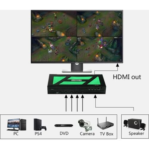 4K 4x1 Multiviewer with Audio Extractor 4 In 1 Out Seamless HDMI Switchers for PC DVD TV Box PS Xbox
