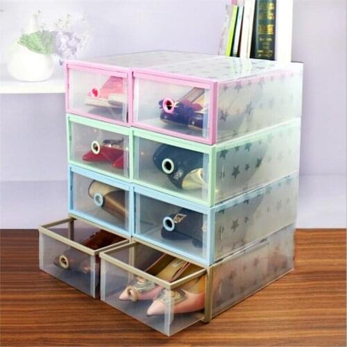 5PCS Eco-Friendly Shoe Storage Box Case Transparent Plastic Storage Box Rectangle PP Shoe Organizer Thickened drawer Shoe Box