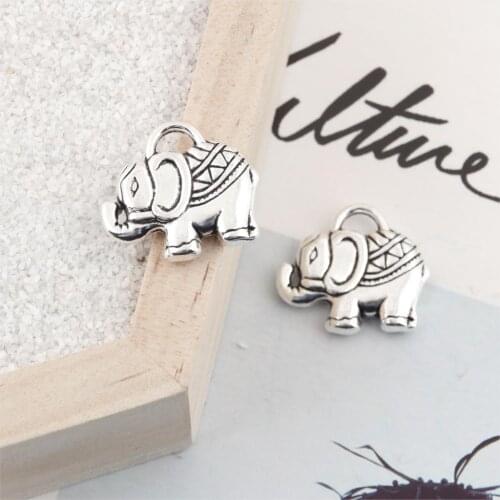 5Pcs Silver Color Cute Small Elephant Charms animal Pendant Jewelry Making Bracelet Accessories DIY Handcrafts 21X19mm A2134