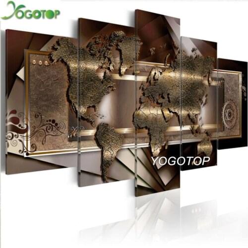 Diy Diamond Painting cross-stitch 5 Pieces World Map Full Drill rhinestone Mosaic Diamant Embroidery Home Decor ML1321